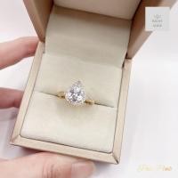 ราคา แหวนเพชรหยดน้ำล้อมเพชร ขนาดฟรีไซต์ หรูหราแบบเจ้าหญิง (20600169699)