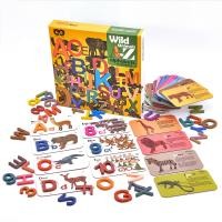 ราคา ชุดจับคู่การ์ดสัตว์ป่ากับตัวอักษรไม้ A Z และตัวเลขไม้ 1 10 Wild Animals A Z Paired cards with Wooden Alphabets Numbers (20914360298)