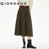 ราคา GIORDANO Women Skirts Half Elastic Waist Long Skirts Elegant Simple Solid Color Fashion Casual Pleated Midi Skirts 18463630 (20680066888)