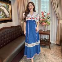 ราคา Plus size เดรสยีนส์ปักลูกไม้งานป้ายสาวอวบ เสื้อผ้าแฟชั่นผู้หญิงอ้วน ทรงคอปกขอบหยักเเต่งลูกไม้ ทรงหรูหรา รุ่น ด บีเบล B4 (20766647879)