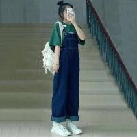 ราคา เอี๊ยมยีนส์ เอี๊ยมยีนส์ขายาว เอี๊ยมผ้ายีนส์สีฟ้าลดอายุใส่แล้วดูผอมเพรียวกางเกงขากว้างทรงหลวมสไตล์เกาหลีไซส์ใหญ่สำหรับสาวอวบ (19855391114)