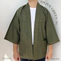 ราคา เสื้อคลุมยูกาตะ ผ้าฝ้ายผ้าTC สีพื้น สีเขียวขี้ม้า CODE MNTC 0017 (18736511429)