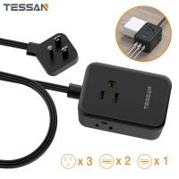 ราคา Surge Protector Power Strip with USB TESSAN Ultra Thin Flat Plug 1 5M Extension Cord 1625W 2 USB A 1 Type C 8AC Outlets 900J Surge Protection Wall Mount for Home Office Dorm Room Essentials (209292543