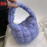 ราคา ผู้หญิง MOJOYCE กระเป๋าช้อปปิ้งมีจีบแฟชั่นกระเป๋ามีที่จับกระเป๋าผ้าควิลท์กระเป๋าผ้าไนลอนน้ำหนักเบาเดินทางสีทึบ (19493694773)