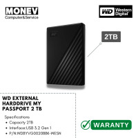 ราคา WD external hard drive My Passport 2 TB Black ฮาร์ดดิสพกพา WD 2 TB USB 3 0 ของใหม่ (15926382411)