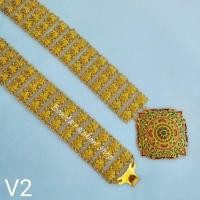 ราคา เข็มขัดสีทอง เข็มขัดผ้าถุง เข็มขัดชุดไทย เข็มขัดสีทองลงยา ความยาว 40 นิ้ว เข็มขัดเจ้าสาว (17103049637)