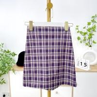 ราคา KaeKai พร้อมส่ง กระโปรง ทรงเอ สั้นมินิ ลายสก็อต สีม่วง ผ้ายืด สม็อคหลัง มีซับใน สไตล์เกาหลี (21150413403)