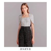 ราคา asava aw23 Asava Tweed Cape sleeve Blouse เสื้อผู้หญิง แต่งแขนเคป ซิปหลัง (20484538655)
