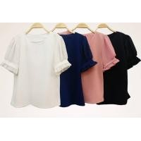 ราคา เสื้อคอกลมผ้าวูลเวฟยืดได้ แขนตุ๊กตาผ้าชีฟอง อก 36 38 ยาว23 (14713067674)