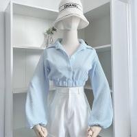 ราคา ใช้โค้ด WTNYPK ลดเพิ่ม 30 K15 เสื้อครอปเชิ้ตแขนยาวจั้มเอว พร้อมส่ง (19453765716)