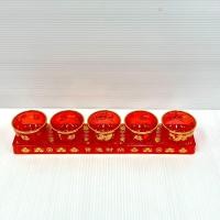 ราคา ชุดถ้วยไหว้ ถ้วยน้ำชา ไหว้เจ้า ชุดน้ำชา ไหว้เจ้า แก้วน้ำสีแดงถาดถวายพระ ถ้วยน้ำชา 5ใบ 3ใบ พร้อมฐาน งานอคิลิกเกรดA (19704117343)