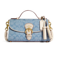 ราคา กระเป๋าถือ Coach แท้ รุ่นใหม่ หรูจาก Shop หนังแท้และยีนส์เดนิม มีสายยาว Coach C8513 Kleo Top Handle In Signature Chambray Light Denim Chalk (20942148552)
