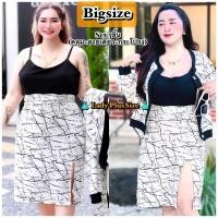 ราคา Plussize ชุดเซ็ตไฮโซ SET 3ชิ้น คลุม สายเดี่ยว กระโปรง สาวอวบอ้วน ไซส์ใหญ่ อก40 52 ใส่ทำงาน งานกระแส สุดปัง (18218099673)