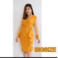 ราคา ชุดเดรสสาวอวบสีเหลือง แขนยาว ใส่ออกงาน เดรสสาวอวบสีเหลืองราคาถูก ชุดสาวอวบอ้วน ชุดสาวอวบไปงาน ชุดแซกสาวอวบอก44 46 48 42 (18470399818)