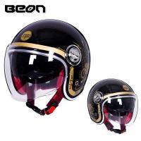 ราคา BEON B108A 3 4 Helmet Double Lens Vintage Motorcycle Helmet Sun Blocker Open Face Helmet (20359850659)