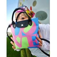 ราคา 100 Genuine longchamp Le Pliage x Robert Indiana Shopping bag Canvas Womens Tote bag handbag 10227BBI018 Pink color (21073681098)