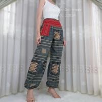 ราคา กางเกงขายาว ผ้าฝ้ายลายนากา เอวยืด ใส่ได้ทั้งชายและหญิง กางเกงชาวเขา (20456116668)