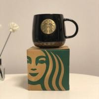 ราคา Starbuck แก้วมัคสีบรอนซ์ซีลคู่สีดำถ้วยกาแฟสีขาวย้อนยุคความจุขนาดใหญ่กล่องของขวัญถ้วยน้ำ (11196882665)