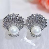 ราคา SEQUITO เครื่องประดับหูผู้หญิงละเอียดอ่อนชุบทองสีขาวไมโคร Pave Bling AAA ลูกบาศก์ต่างหูเพชรเปลือกหอยมุกตุ้มหูทรงหมุดพร้อมกับอุปกรณ์เสริมสำหรับงานเลี้ยง SE886 (20817527647)