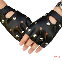 ราคา djsrg หนังถักถุงมือสั้นสีดำ rivets สตั๊ดครึ่งนิ้วถุงมือแฟชั่น (19986733208)
