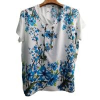 ราคา เสื้อลายดอกผ้าพริ้ว เสื้อผู้ใหญ่ เสื้อตอมกลมผ้าพริ้ว เสื้อลายดอกผ้าสปัน (7995676475)