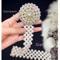 ราคา SOF เข็มขัดชุดไทย เข็มขัดมุก ยืดได้ ไม่ลอกไม่ดำ ปรับความยาวได้เอว 24 36 นิ้ว เข็มขัดมุกยืด เข็มขัดผ้าถุง Pearl Belt for Thai costume (21093692467)