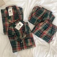 ราคา Green Christmas Pajamas Couple Pajamas Set Plaid Sleepwear Autumn Winter Cotton Pyjamas Women Men Long Sleeve Pijama (21052967776)