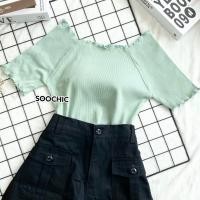 ราคา 020 เสื้อครอป ปาดไหล่ คอหยัก แขนหยัก ครอปเก๋ น่ารัก ผ้ายืดใส่สบาย ผ้าร่องเล็ก สาวๆไม่ควรพลาดฮิตสุด (16434368277)