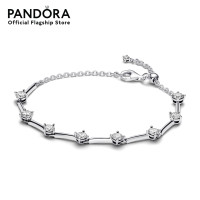 ราคา Pandora Sterling silver bracelet with clear cubic zirconia and sliding clasp เครื่องประดับ สร้อยข้อมือ สร้อยข้อมือเงิน สร้อยแพนดอร่า แพนดอร่า (20662804639)