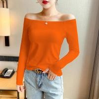 ราคา เสื้อตัวในคอปาดสีขาวสำหรับผู้หญิงเสื้อเปิดไหล่แขนยาวเซ็กซี่สำหรับฤดูร้อนเสื้อยืดปาดไหล่ผ้าฝ้ายแท้เข้ารูปแฟชั่นใส่แล้วดูผอมเพรียว (15489980683)