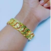 ราคา JK เลสข้อมือทองแบบใหญ่ สำหรับผู้ชาย หนัก 3 บาท กว้าง 1 5 เซนติเมตร ยาว 6 5 7 5 นิ้ว ชุบเคลือบแก้ว งานฝีมือจากช่างเยาวราช ไม่ลอกไม่ดำ (5140748327)