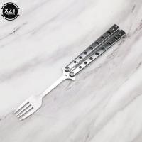 ราคา Stainless Steel Folding Spoon Fork Butterfly Knife Balisong Training Spoon Fork Portable Trainer Outdoor Camping Tableware Kitch (20209804026)