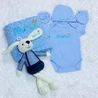 ราคา ชุดรับขวัญเด็กแรกเกิด 6 ชิ้น ของขวัญคุณแม่ ชุดบอดี้สูทปักชื่อ หมวกปักชื่อ ถุงมือ ถุงเท้า ตุ๊กตาปักชื่อ ผ้าห่มปักชื่อ (20566895282)