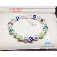 ราคา สร้อยข้อมือเงินแท้99 งานสุโขทัย สร้อยร้อยเม็ดเงินสลับเม็ดปะคำ เล่นลายดอกพิกุลลงยา หนักประมาณ 2 บาทตัน ยาว 7 5 8 นิ้ว งานช่างทอง (8163508876)