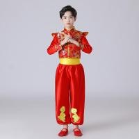 ราคา ชุดตีกลองสำหรับเด็กชุดทำการแสดงชุดทีมกลองเอวสไตล์จีนแร็ปจีนสีแดงเต้นรำชุดทำการแสดงสำหรับเด็กวัยหัดเดินงานมงคล (15743980454)