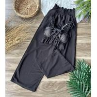 ราคา กางเกงขายาวผ้าวอมมากับสายเดี่ยวสุดสวยแต่งผูกโบว์มีฟองน้ำ (19409169447)