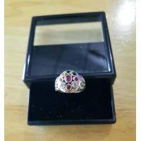 ราคา แหวนนพเก้าเรือนเงิน แหวนเงินอัลปาก้าประดับทับทิม แหวนเงินประดับพลอยนพเก้า (19761158756)