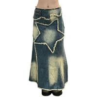 ราคา Beautifultime Women Denim Half Dress Vintage Style Star Patchwork Party Club ฤดูใบไม้ผลิฤดูใบไม้ร่วงฤดูร้อน Long Skirt (16183725973)