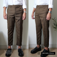 ราคา ใหม่ล่าสุด ลายตาราง กาเกงขาเต่อ 5 ส่วนทรงกระบอกเล็ก CHECKED SMART PANTS ผ้าสแลคน้ำหนักเบา (20543899257)