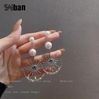 ราคา สไตล์เกาหลี 925 เข็มเงินแฟชั่น rhinestone ต่างหูดาวดวงจันทร์Korean style 925 silver needle fashion rhinestone moon star earrings (6737578718)