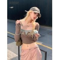 ราคา SUZZIN เสื้อยืดพิมพ์ลายแขนยาวปะต่อสไตล์เสื้อเอวลอยสำหรับผู้หญิงจากAmerican (20654044810)