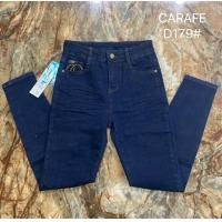 ราคา กางเกงยีนส์ CARAFE รุ่นD179 สีน้ำเงินยีนส์ กระเป๋าหลังปักลายตัว M ปักดิ้oทองงานป้ายแบรนด์ CARAFE (13034303056)