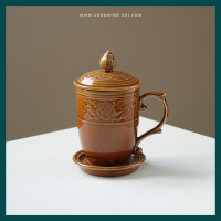 ราคา ชุดแก้วฝาปิดพร้อมจานรอง ลายไทยศิลาดล แก้วเซรามิค แก้วมีฝา แก้วกาแฟ แก้วน้ำชา ของขวัญ ของรับไหว้ เข้าไมโครเวฟได้ (19183101932)