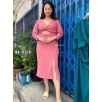 ราคา แม็กซี่เดรสผ้าร่องยืดสาวอวบอ้วน แฟชั่นคนอ้วน สาวอวบ (20560877749)