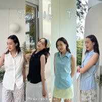 ราคา เสื้อแขนกุด คอปก มีเชือกผูกเอวด้านหลัง Twilly top (19531475601)