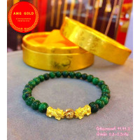 ราคา ข้อมือหินปี่เซี๊ยะทองเเท้ 99 99 หนัก 0 2 กรัม จี้ทองแท้มีใบรับประกันสามารถขายได้ (20212957667)