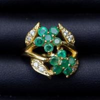 ราคา แหวนพลอยมรกตโคลัมเบีย Emerald เรือนเงินแท้92 5 ชุบทองคำขาว บ่าข้างประดับด้วยเพชรCZเกรดสวยพิเศษ จากประเทศรัสเชีย ไซด์นิ้ว 56 หรือเบอร์7 5 US (15978065209)