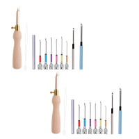 ราคา 11Pcs Punch Needle Tool Kit Embroidery Stitching Punch Needle Needle Threader Embroidery Poking Cross Stitch Tools (19064051516)