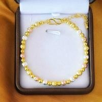 ราคา สร้อยข้อมือ สร้อยข้อมือชุบทองแท้ 100 เศษทองคำแท้ สร้อยหุ้มทอง ชุบทอง 24K ไม่ลอก ไม่ดำ (20364999218)