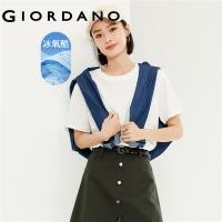 ราคา GIORDANO ผู้หญิง เทคโนโลยีขั้นสูงความรู้สึกเย็นน้ำแข็งออกซิเจนเสื้อยืดคอกลมแขนสั้นถักนิตติ้ง Free Shipping 05323404 (17924230822)